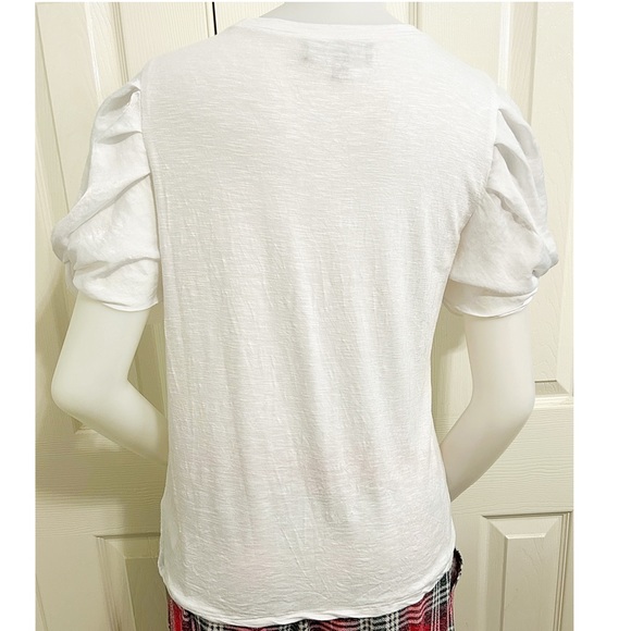 NWOT Laundry by Shelli Seagal, White Knot Tie Puffy Short Sleeved Shirt - Picture 4 of 8